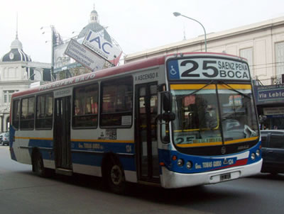 BA - Recorrido colectivo linea 25 de la ciudad de Buenos Aires (Estación Sáenz Peña - La Boca)